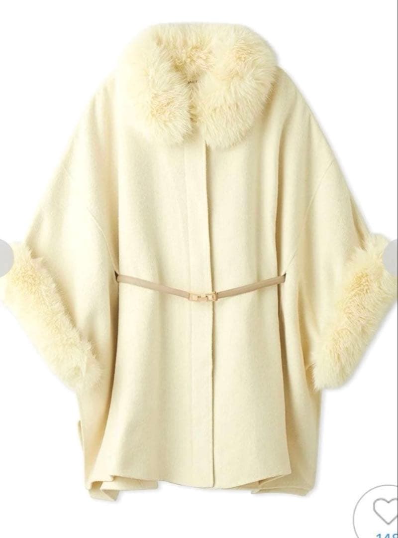 美品 スナイデルsnidel ファー付きミドルケープコート イエロー