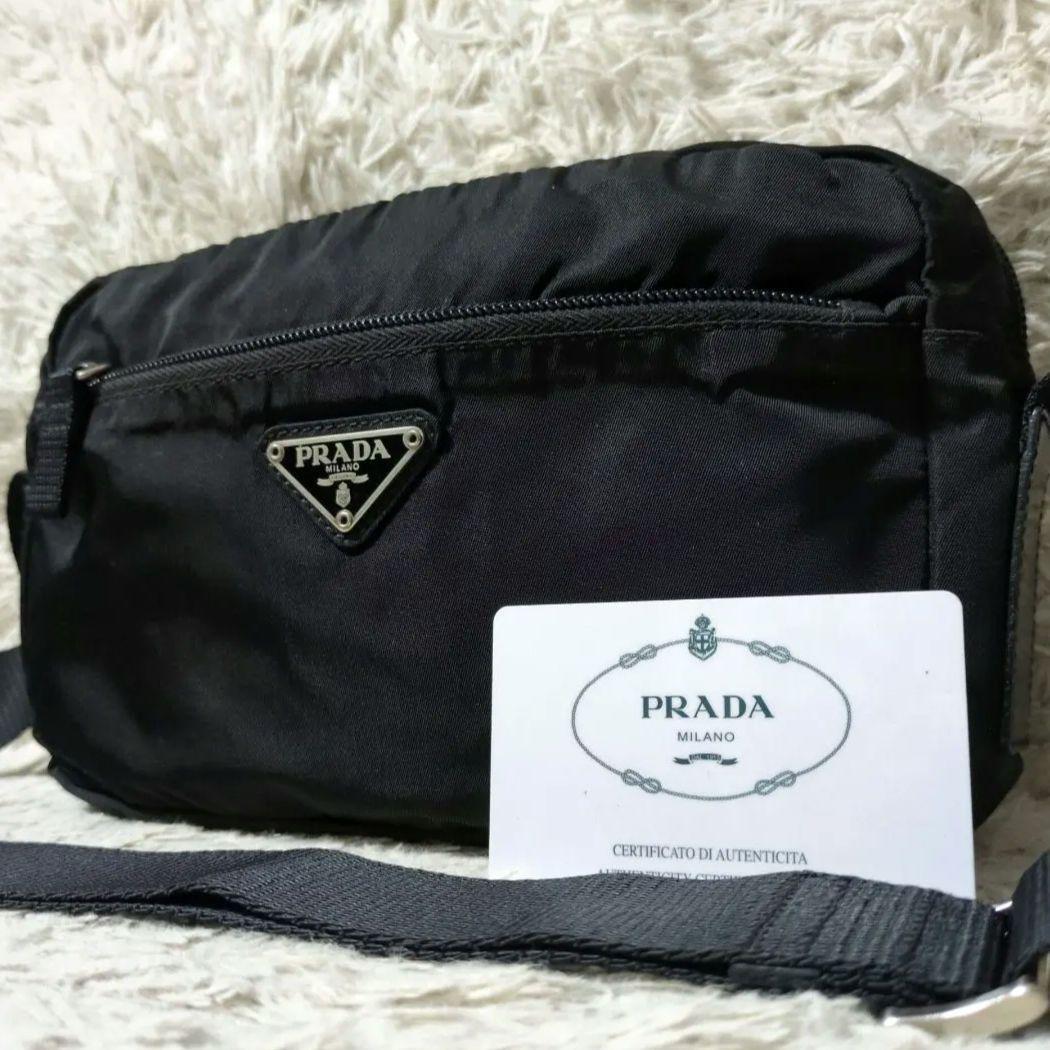 PRADA テスートナイロン 三角プレート カメラバッグ ショルダーバッグ 黒