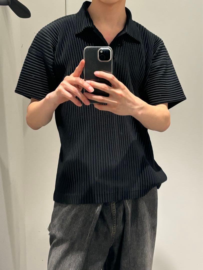 HOMMEPLISSE ISSEI MIYAKE プリーツ ポロシャツ