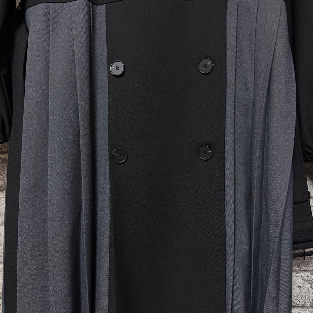 【美品】HARE　バイカラープリーツコート　ブラック　ベルト付