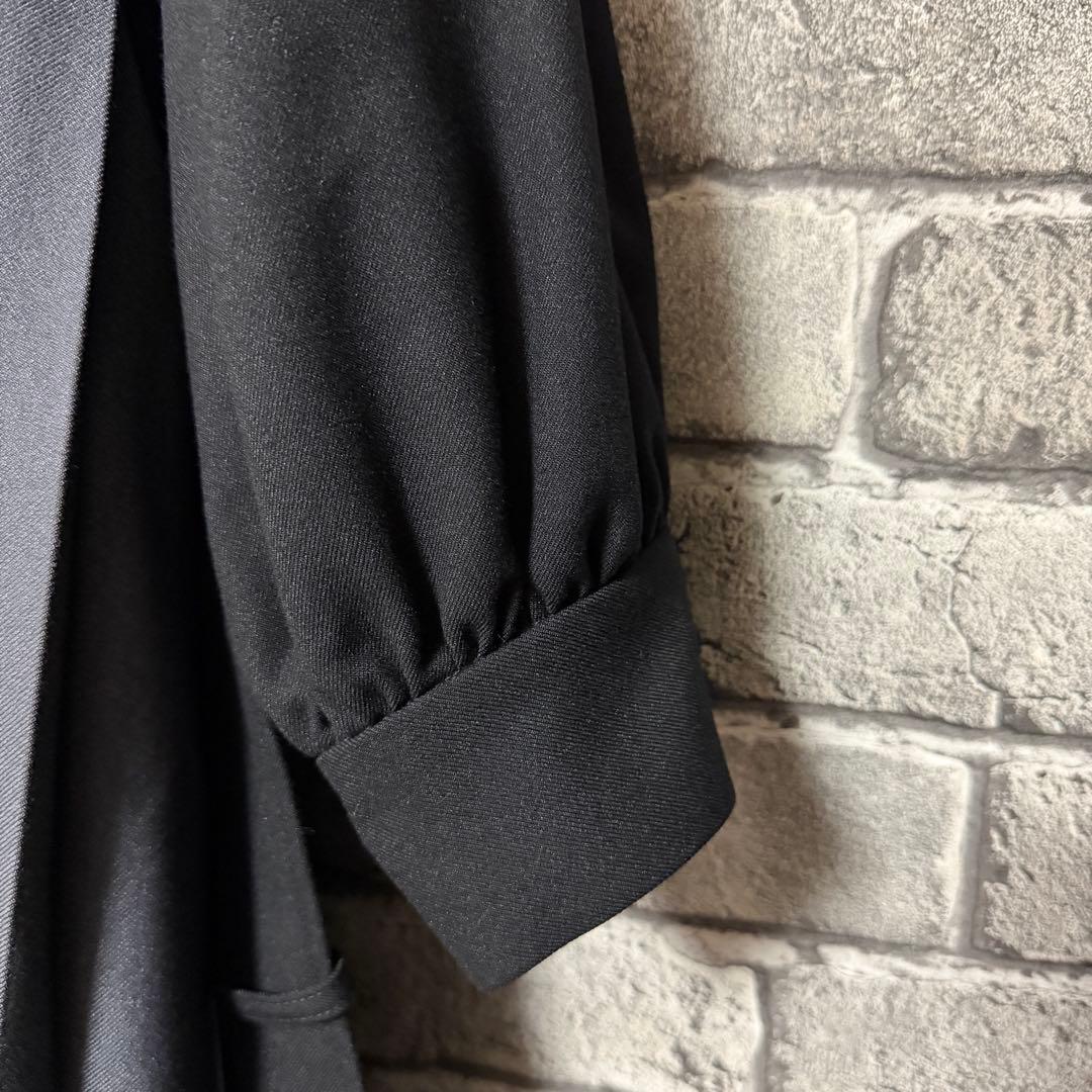 【美品】HARE　バイカラープリーツコート　ブラック　ベルト付