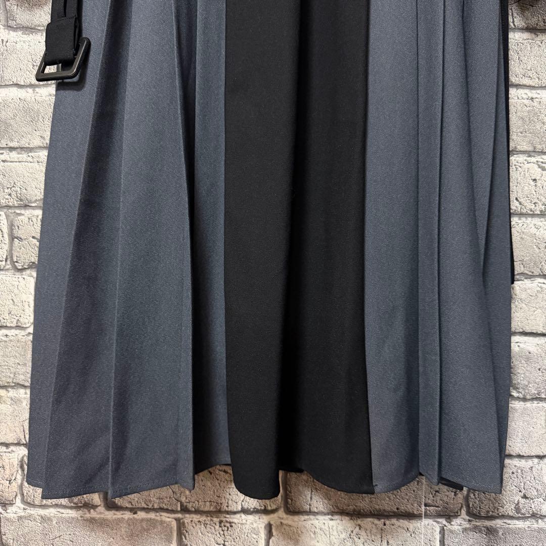 【美品】HARE　バイカラープリーツコート　ブラック　ベルト付