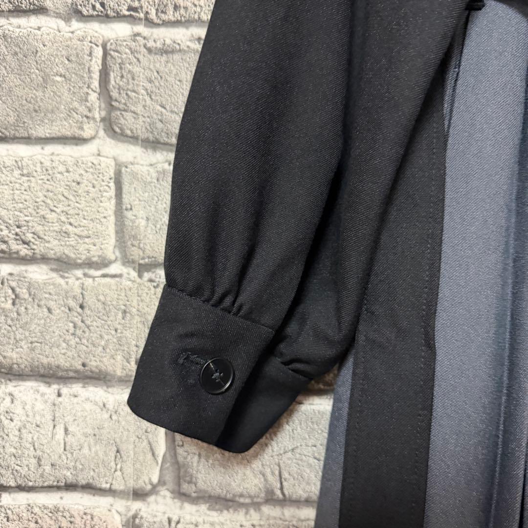 【美品】HARE　バイカラープリーツコート　ブラック　ベルト付