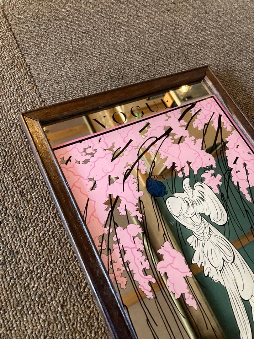 ヴォーグ 木製 ヴィンテージ パブミラー イギリス レトロ 雑貨 看板 壁掛け