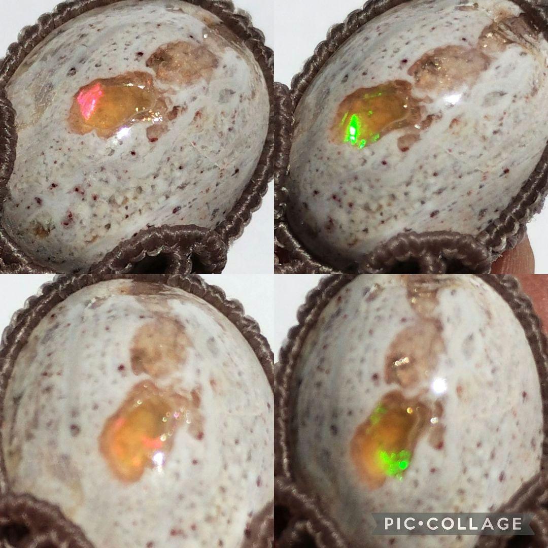 【タマ子】カンテラオパール＆シトリンのマクラメネックレス　天然石