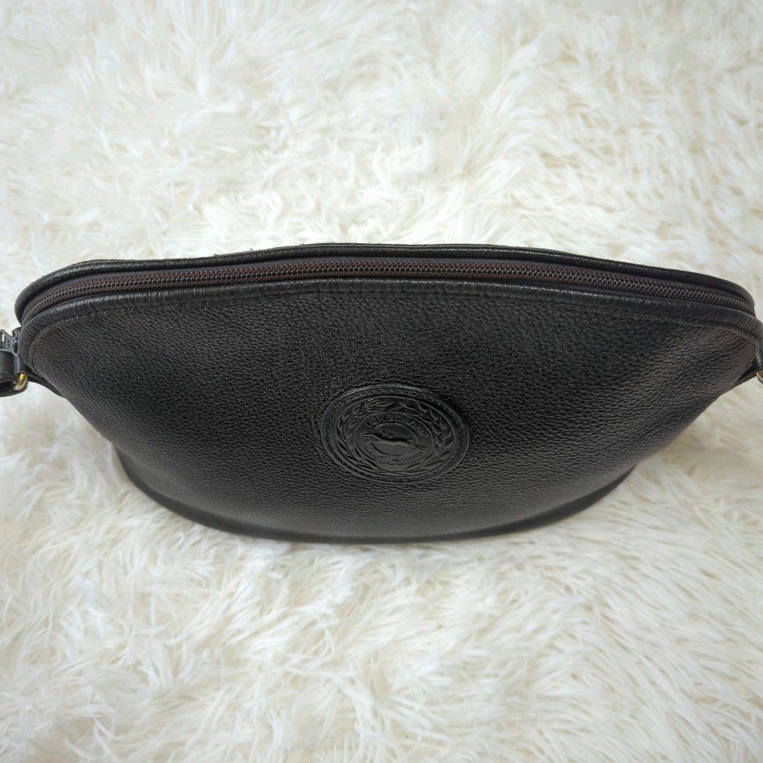 LONGCHAMP ロンシャン ショルダーバッグ 斜め掛け ロゴ刻印 シボレザー