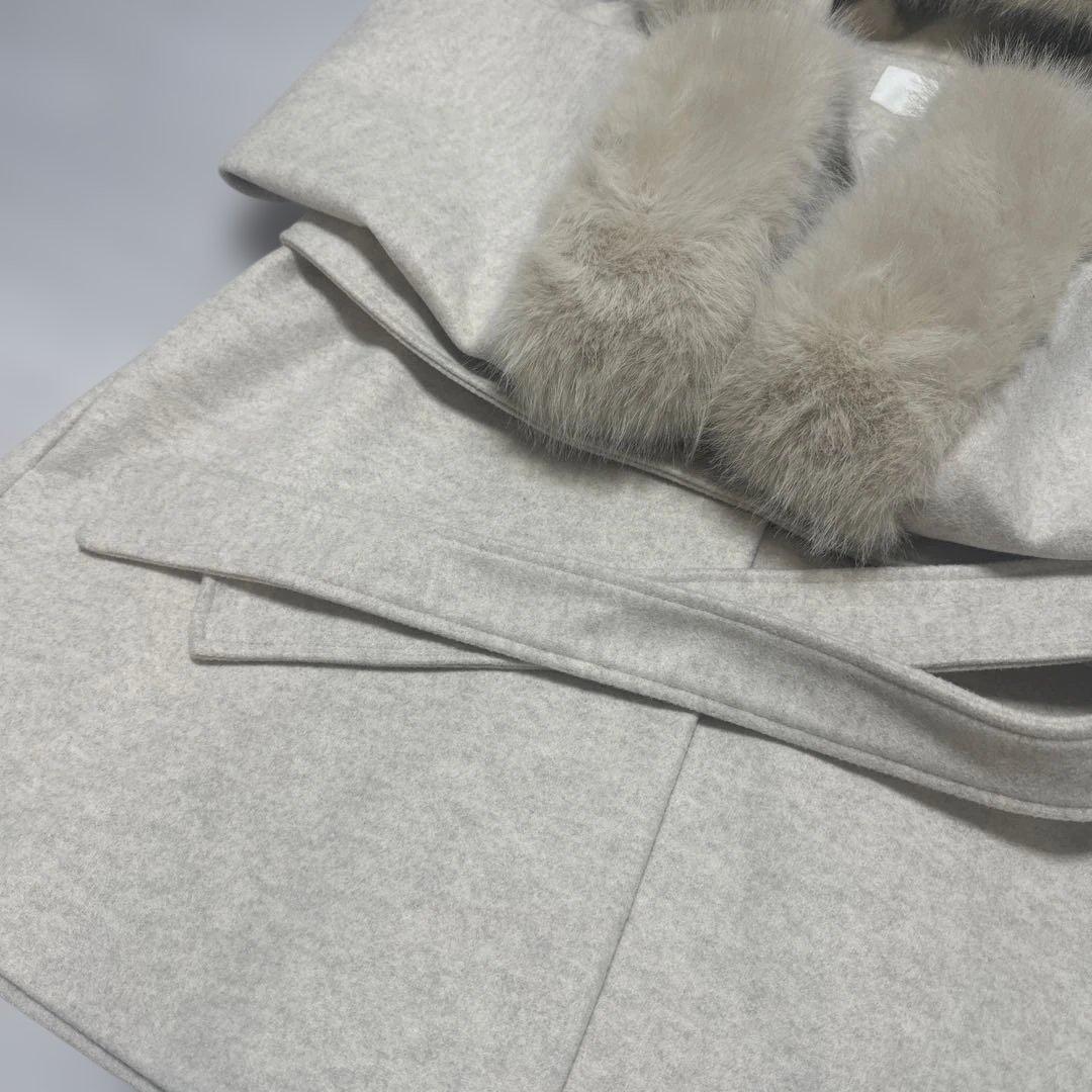 chico ファー襟ケープコート アイボリー