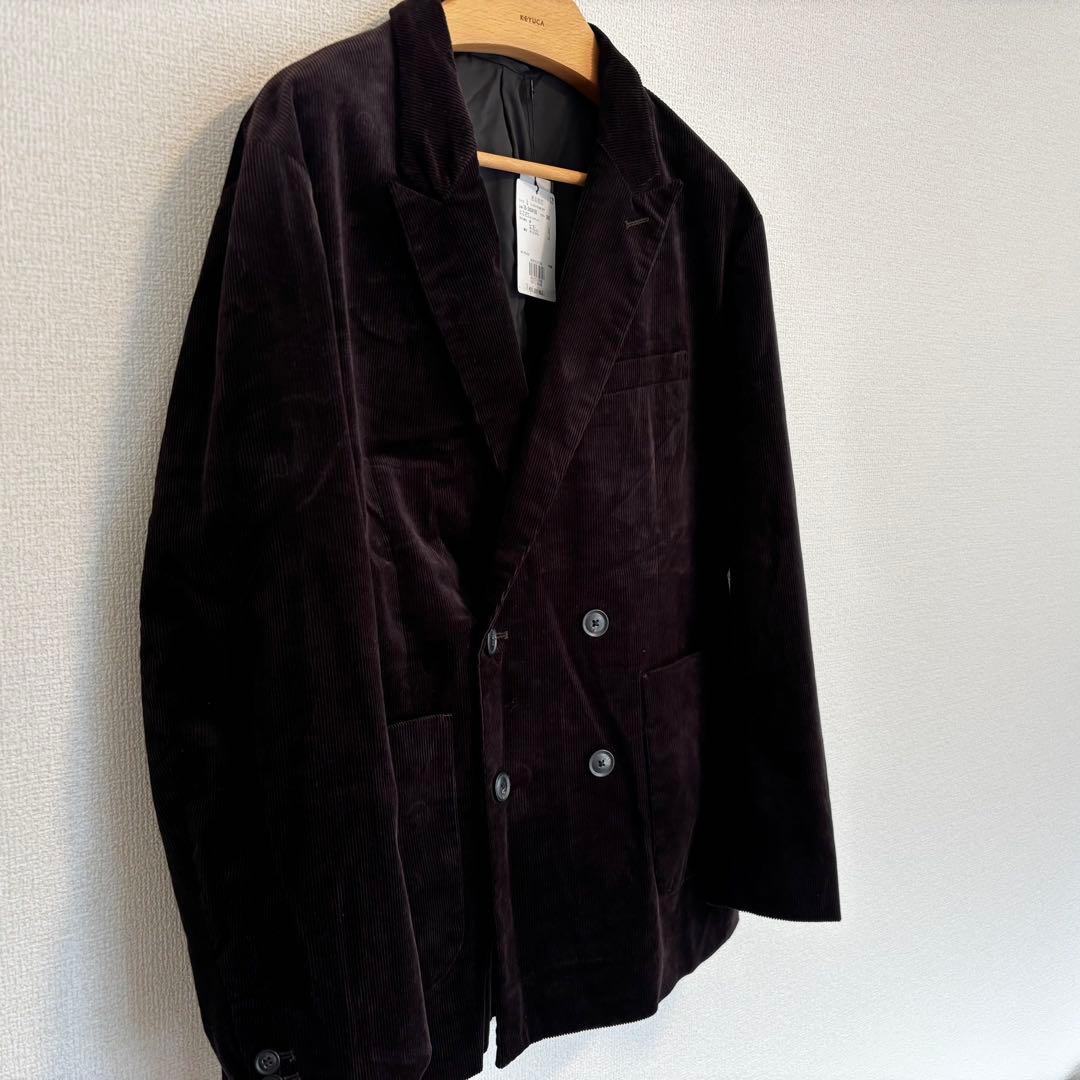 新品 PLST プラステ コーデュロイダブルブレストジャケット ブラウン L