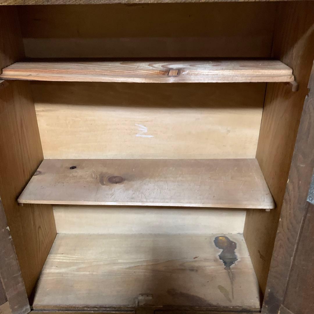 購入者決定❗️昭和レトロ木製キャビネット ダイヤガラス戸棚 飾り棚 食器棚