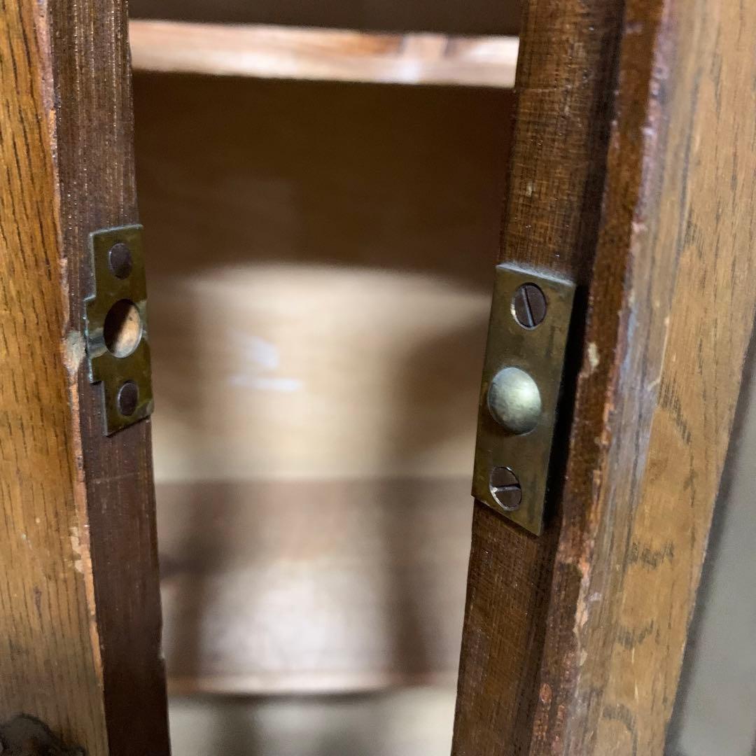 購入者決定❗️昭和レトロ木製キャビネット ダイヤガラス戸棚 飾り棚 食器棚