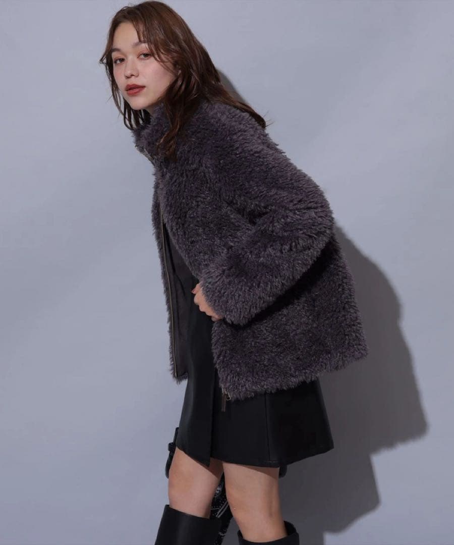 アルページュストーリー　プードルファーコート　チャコールグレーS