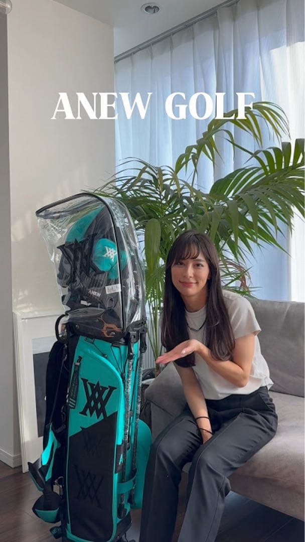 【新春セール】ANEW アニュー ゴルフバッグ 黒/オリーブ 透明カバー付き