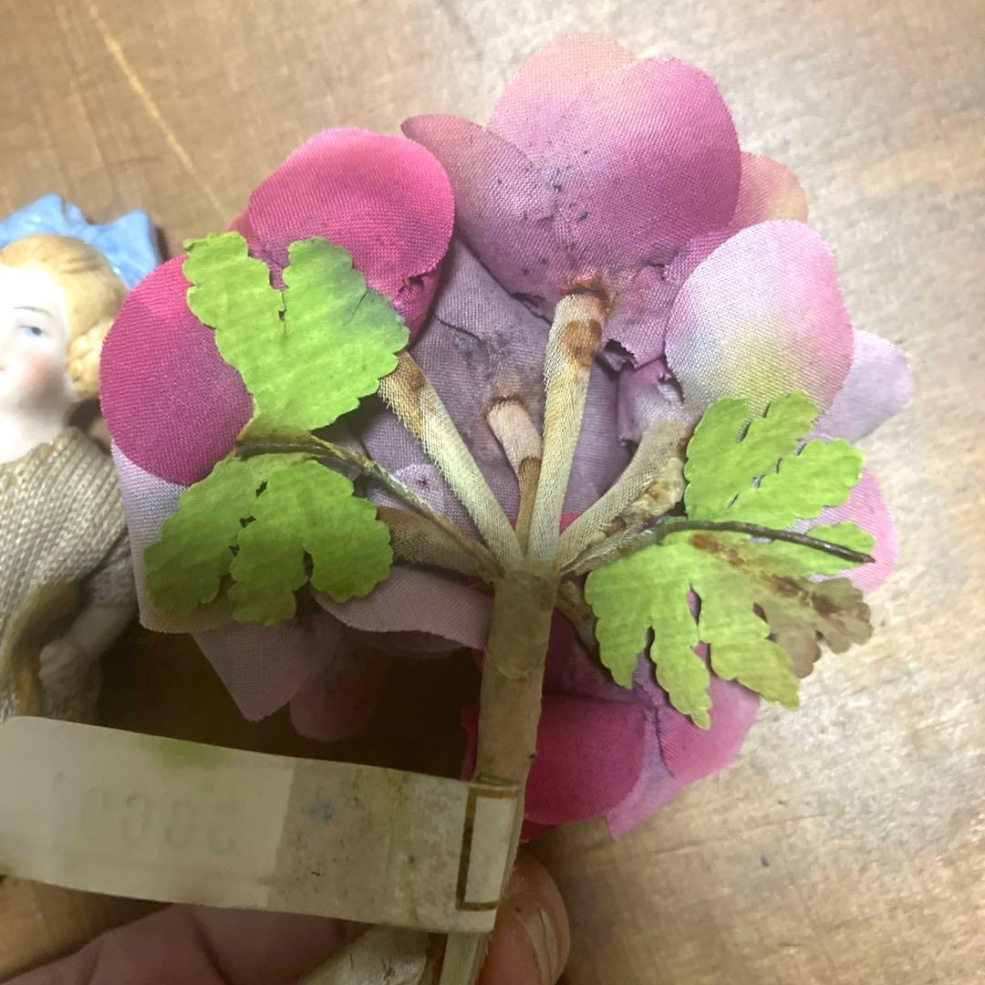 フランスアンティーク布花ブーケ　ドイツアンティーク紫色　すみれ色