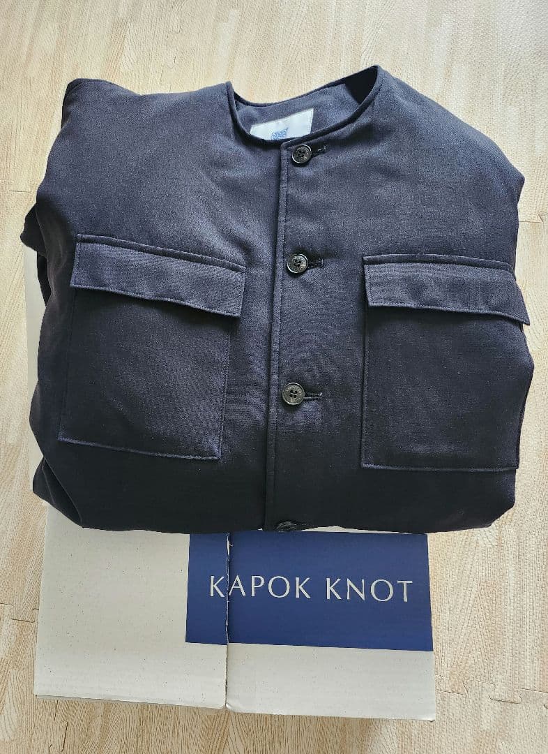 カポックノット Kapok Knot ノーカラーポンチョ シャツ ジャケット