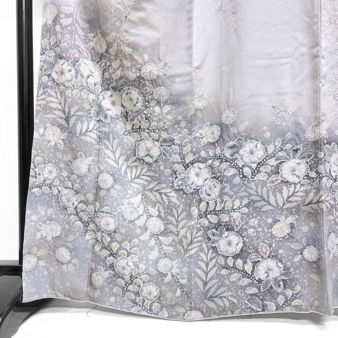 訪問着　作家もの　辻ヶ花　絞り　藤の花　淡色　着物　124b p ms