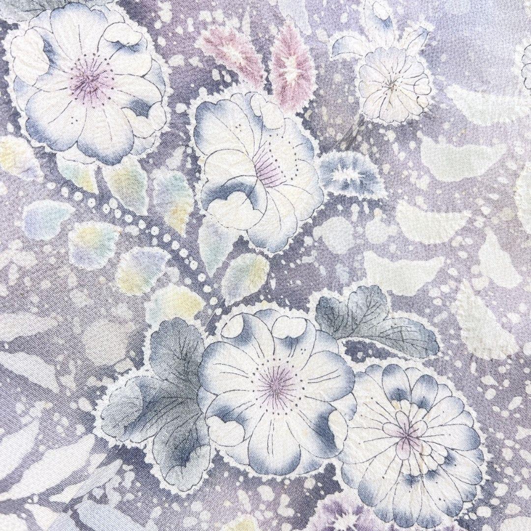 訪問着　作家もの　辻ヶ花　絞り　藤の花　淡色　着物　124b p ms