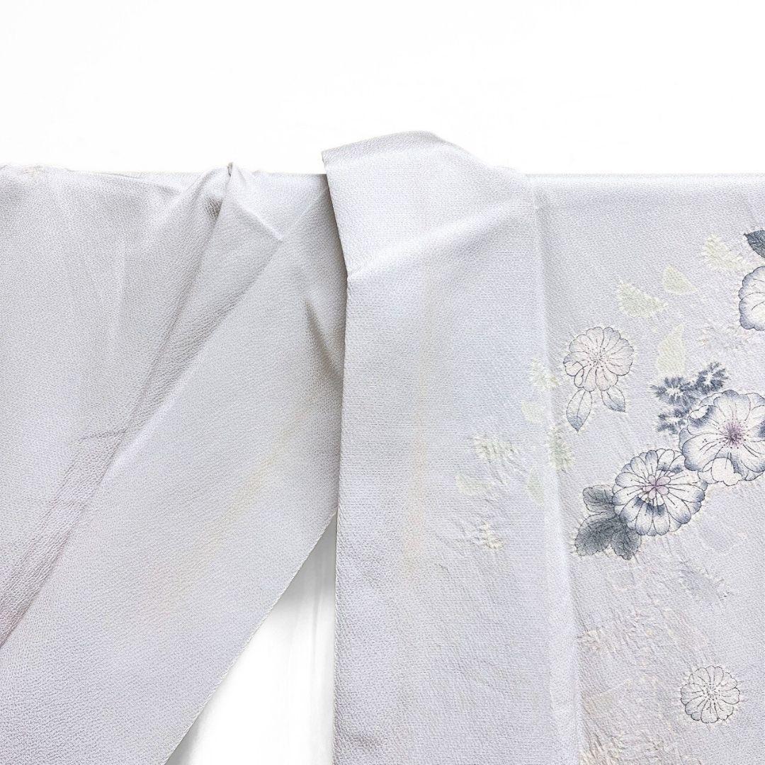 訪問着　作家もの　辻ヶ花　絞り　藤の花　淡色　着物　124b p ms