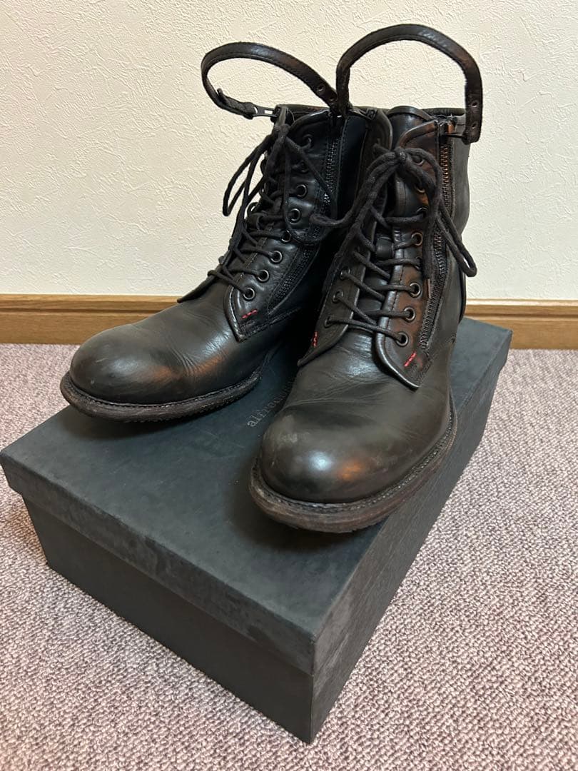 アルフレッドバニスター レザー ブーツ ダブルジッパー ブラック 41