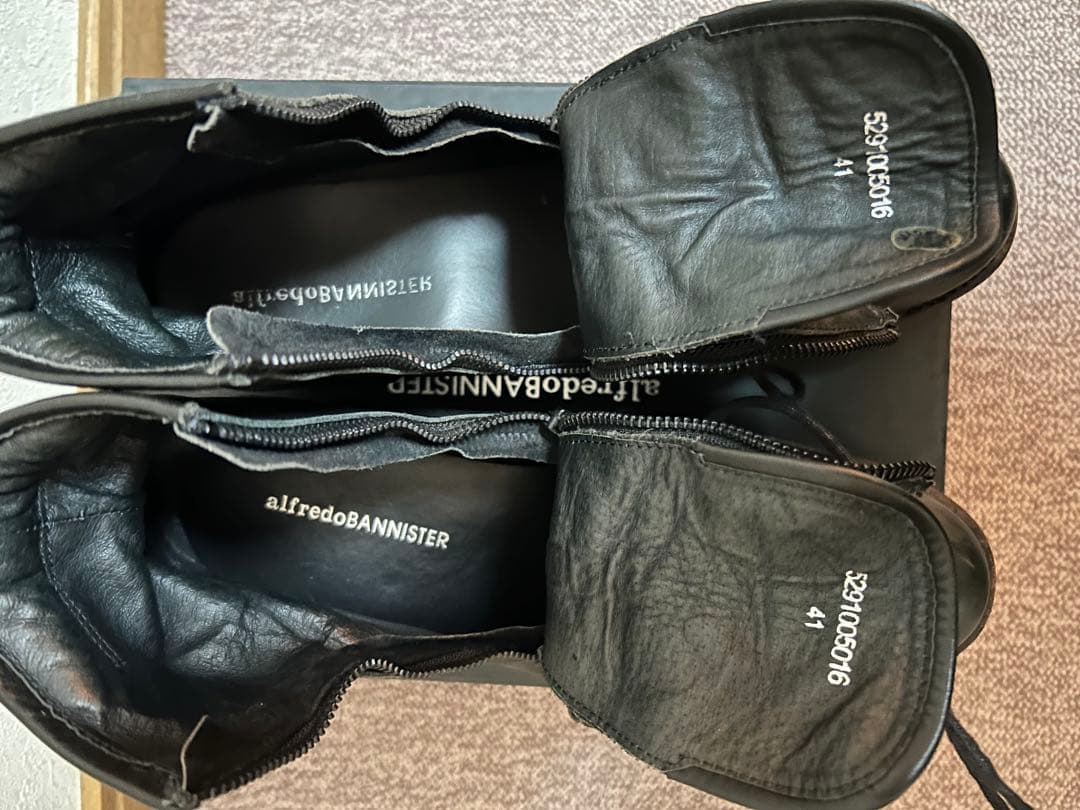 アルフレッドバニスター レザー ブーツ ダブルジッパー ブラック 41