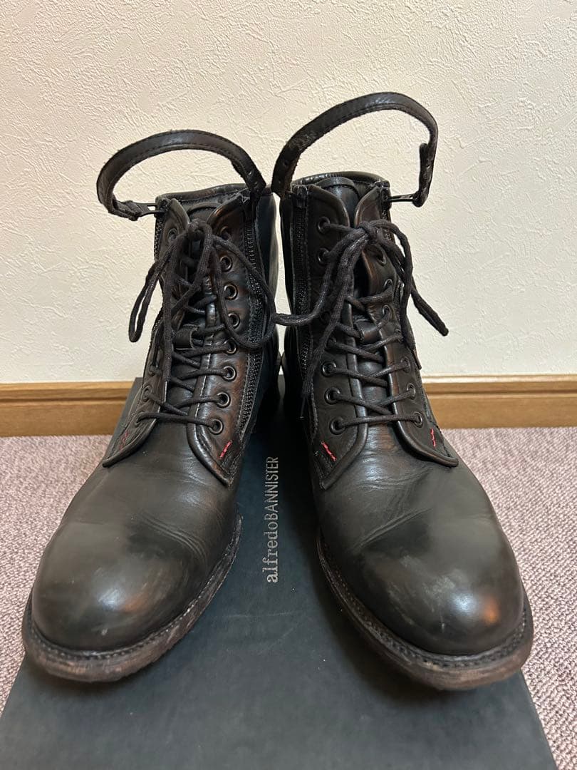 アルフレッドバニスター レザー ブーツ ダブルジッパー ブラック 41