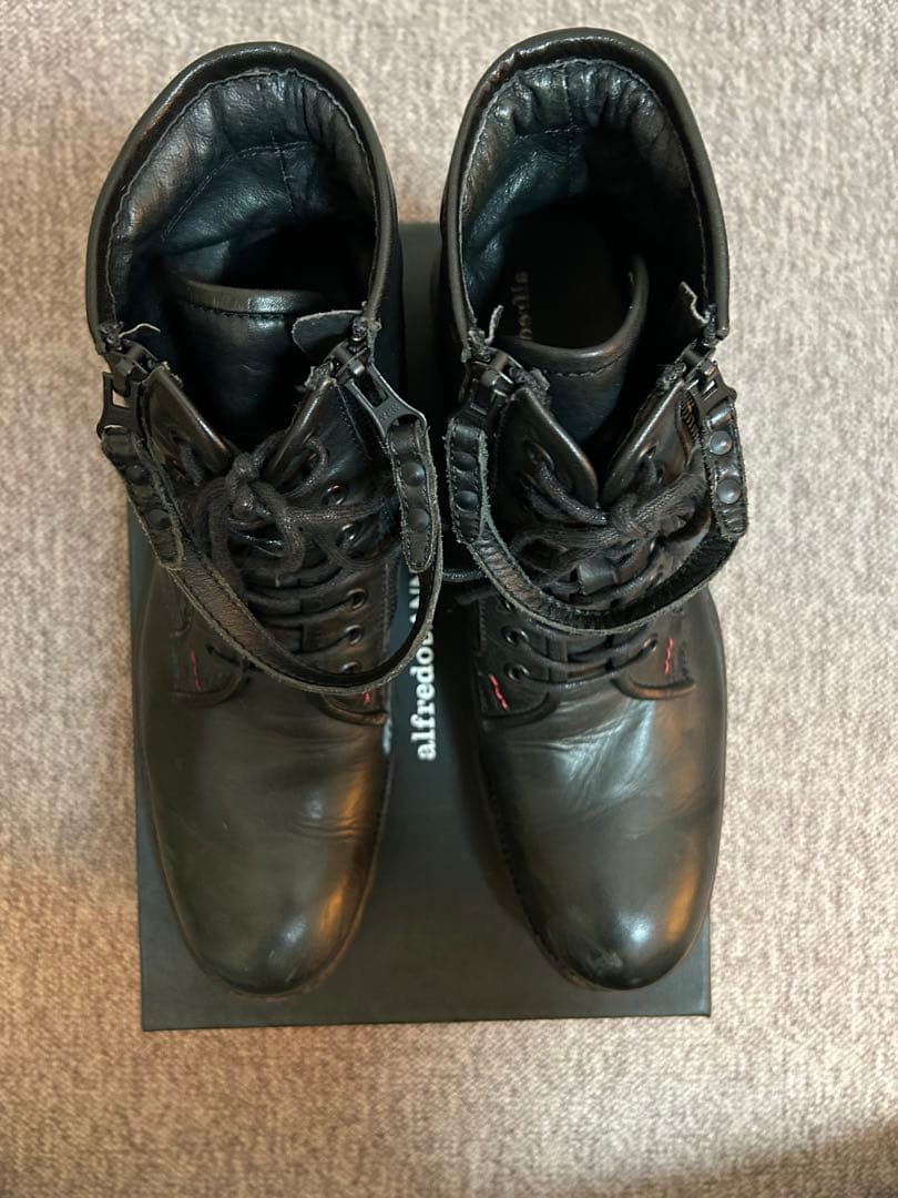 アルフレッドバニスター レザー ブーツ ダブルジッパー ブラック 41
