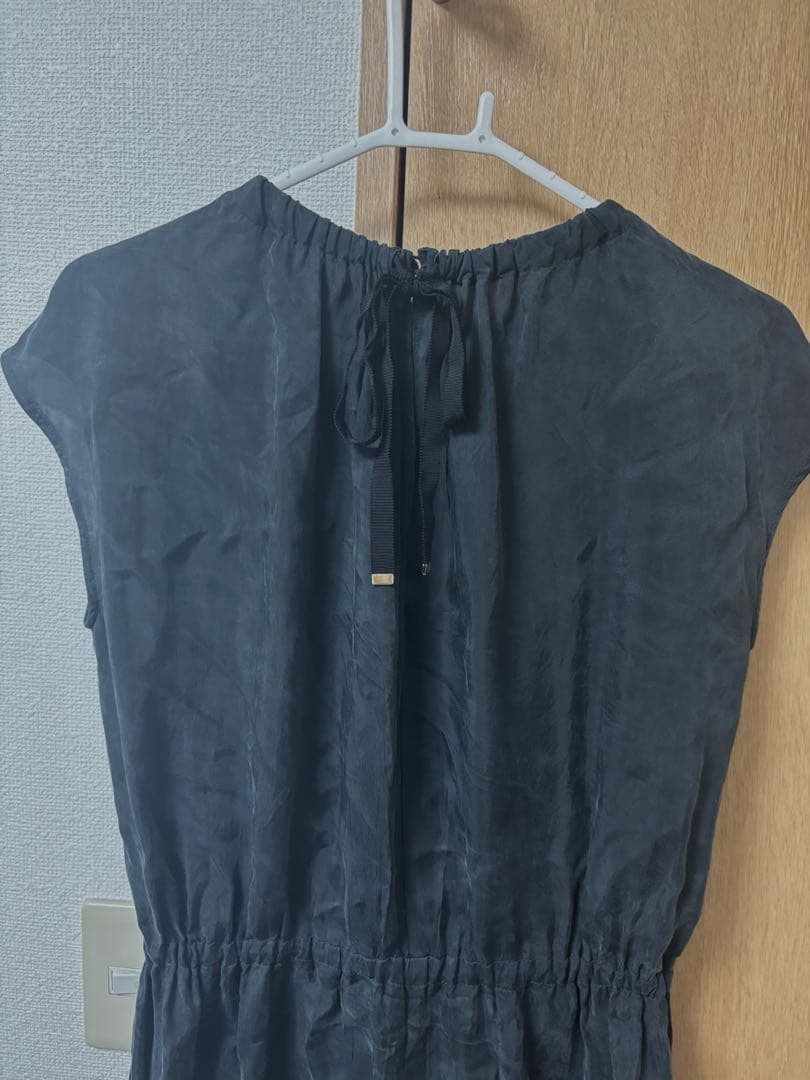 IENA キュプラギャザーネックオールインワン36 ブラック