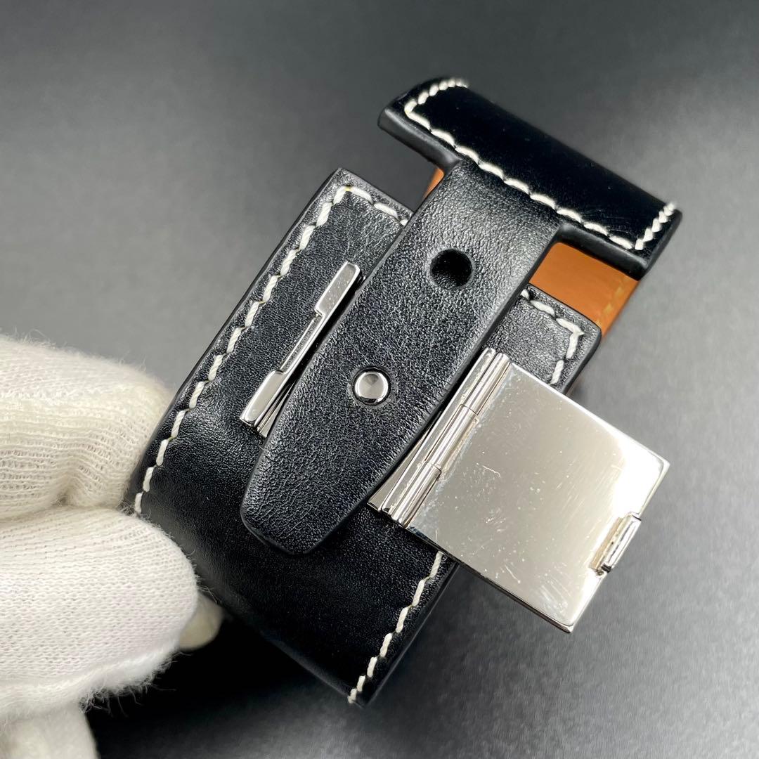 極美品・鑑定済★ロエベ　アナグラム　ブレスレット　バングル　レザー　ブラック