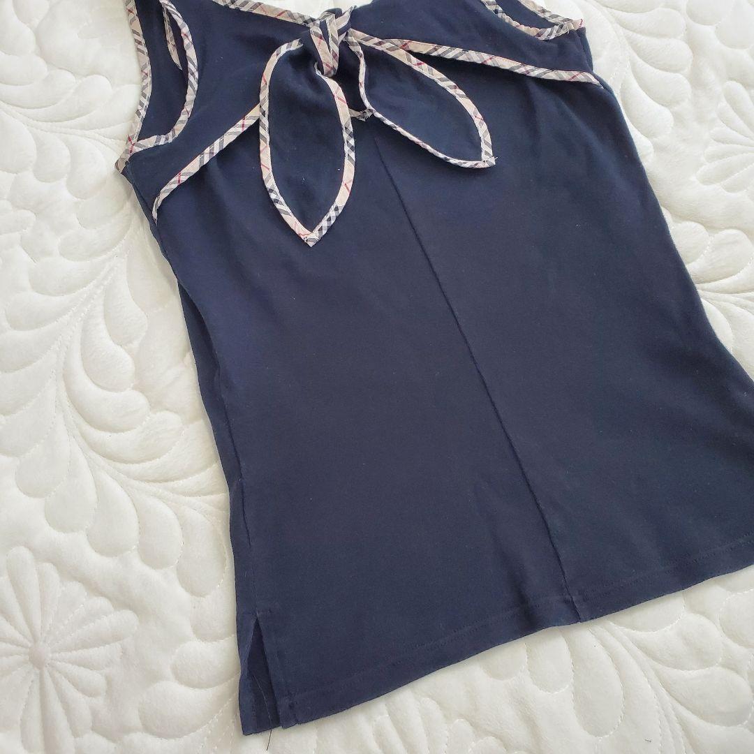 バーバリーブルーレーベル バックリボン ノバチェック ホースロゴ タンクトップ