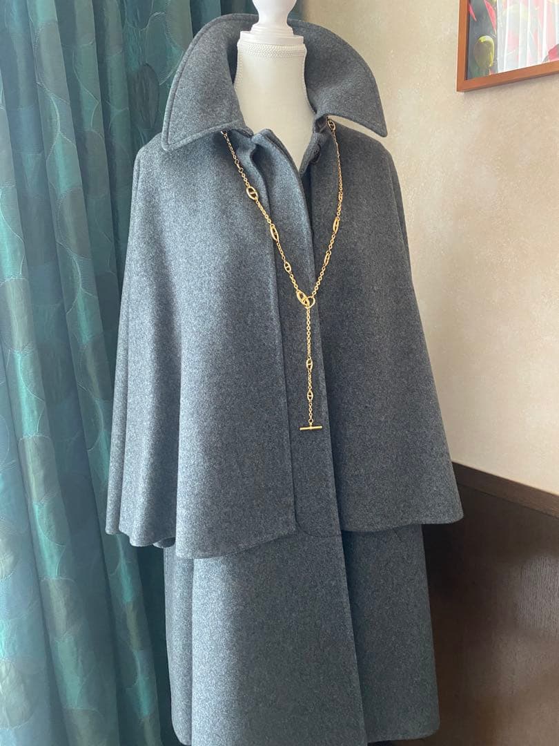新品同様❣️エルメスHERMESケープマント カシミア100%コート