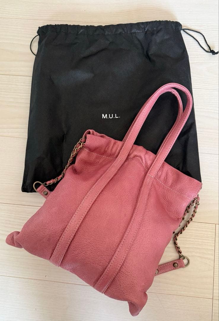 週末値下　新品未使用　M.U.LトラストートSピンク シボ型押しレザー