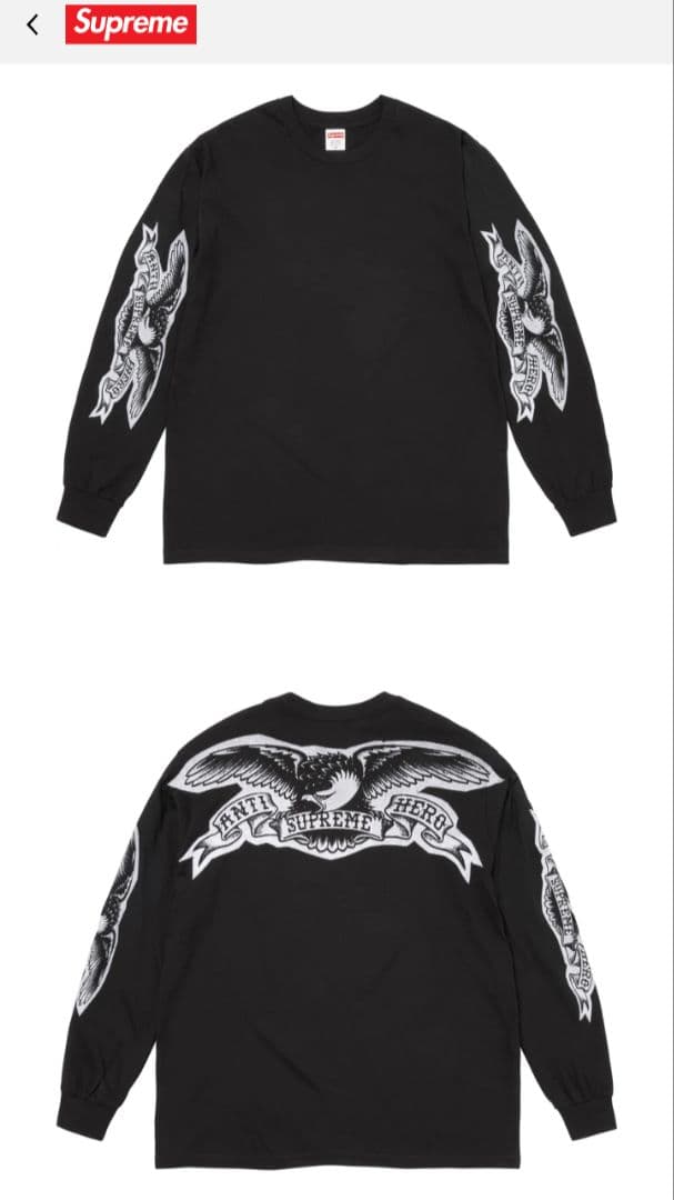 Supreme / ANTIHERO EAGLE L/S TEE (M) 黒