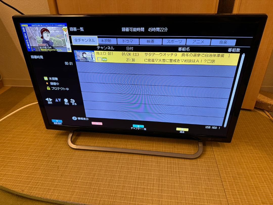 録画可！ELSONIC 24型　500GB内蔵　テレビ　2020年製　美品！
