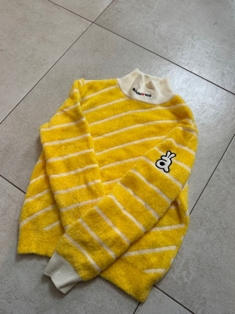 archivio アルチビオクリーニング済み 38ストライプセーター 黄色