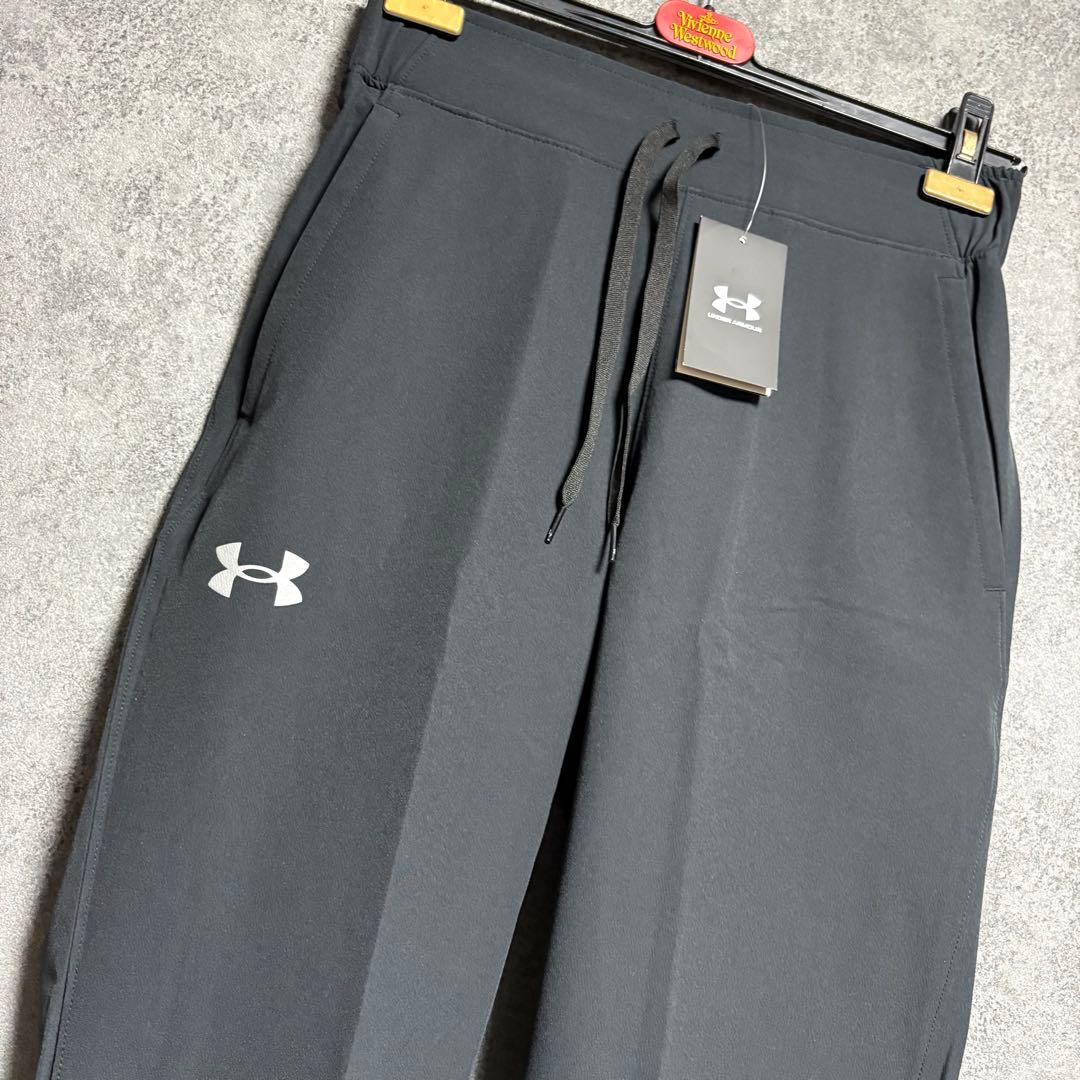 新品　アンダーアーマー 暖かロゴ入りパンツ「LGサイズ・黒」