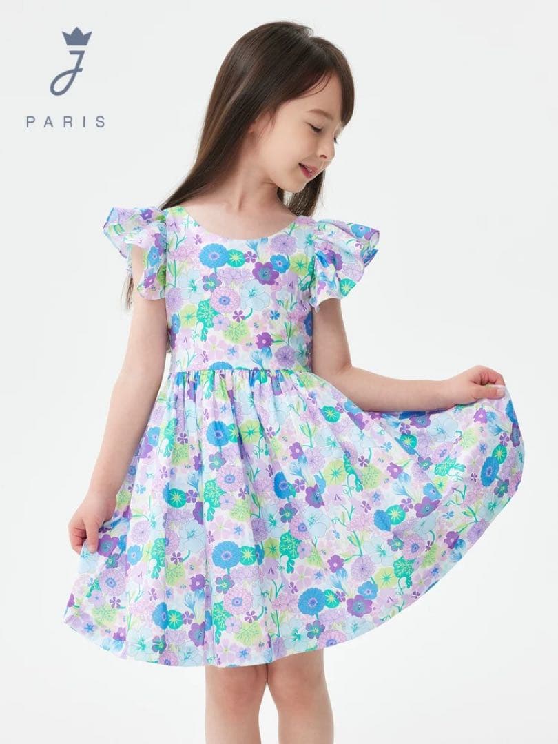 新品　Jacadi × LIBERTY 花柄　フリルスリーブ ワンピース 5A