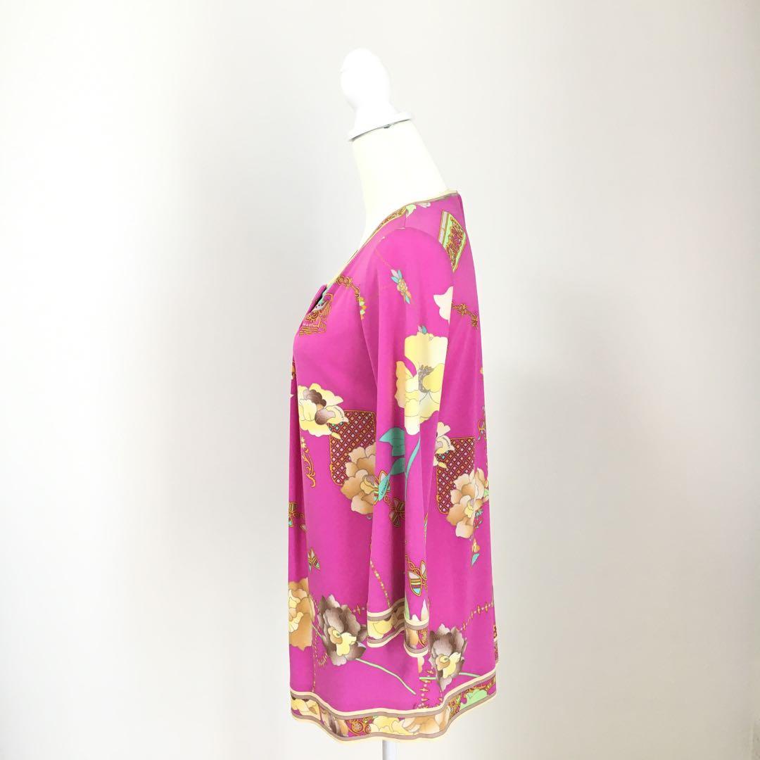 近年美品　LEONARD レオナール カンカン　花柄　ストレッチ　チュニック