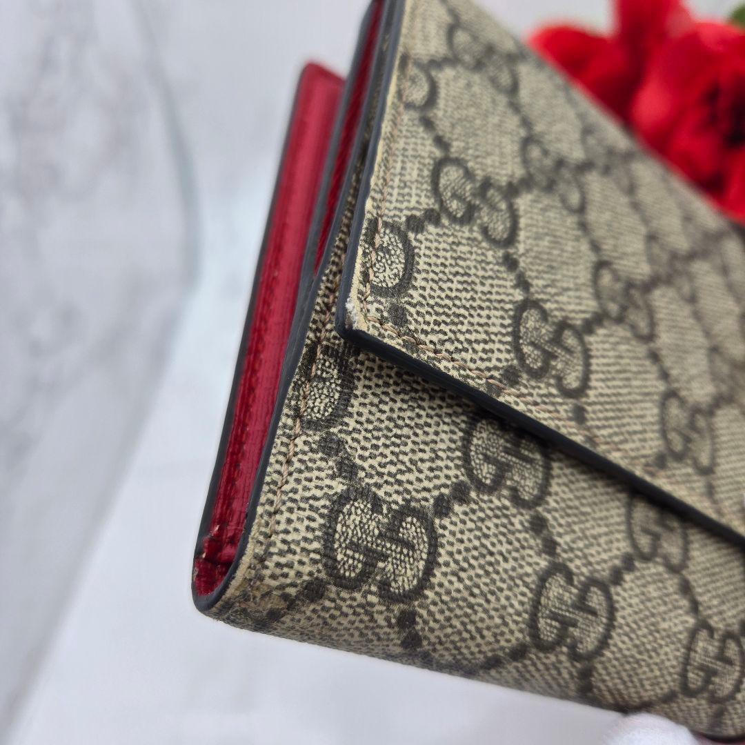 【希少】 GUCCI グッチ 折り財布 財布 GG スプリーム ベルト レッド
