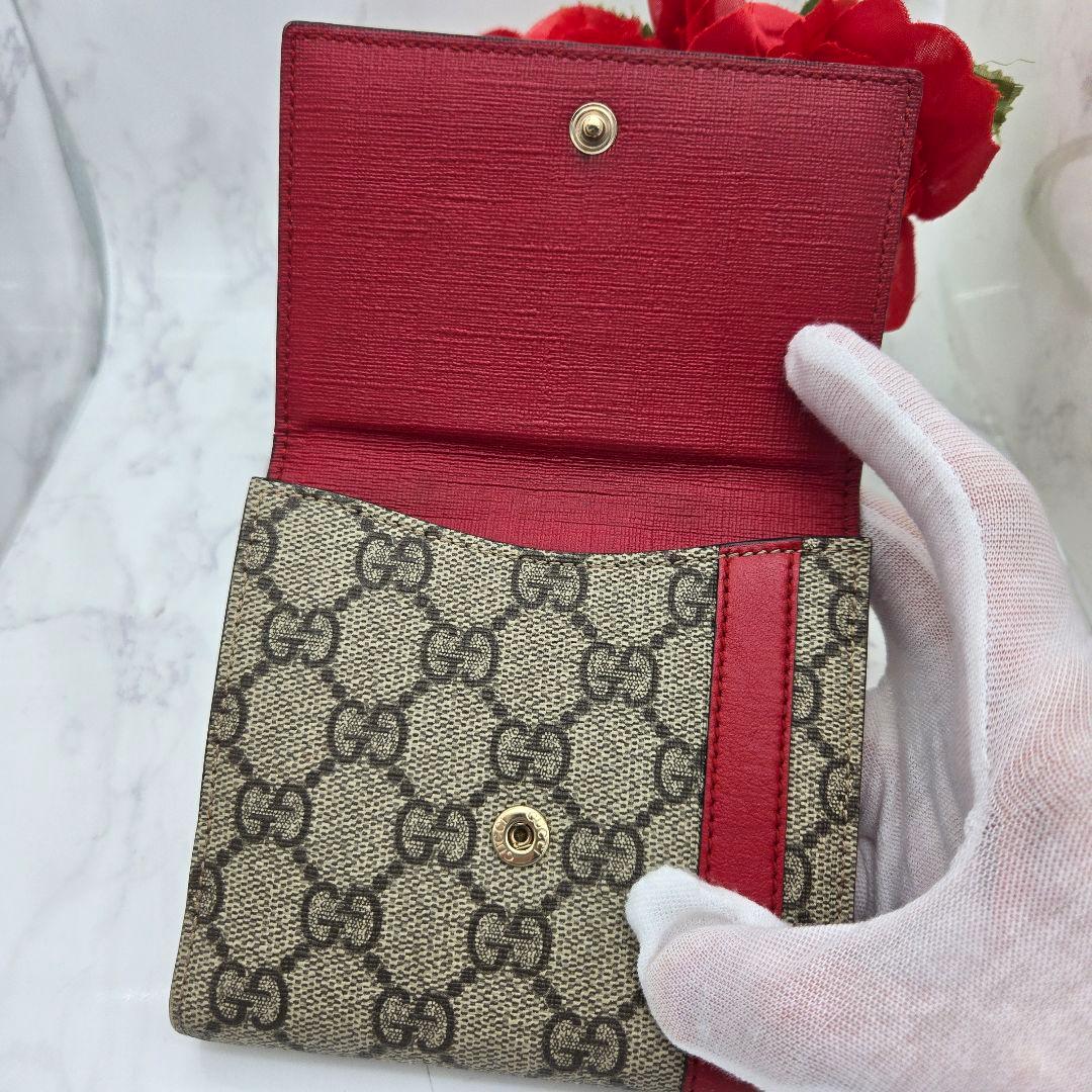 【希少】 GUCCI グッチ 折り財布 財布 GG スプリーム ベルト レッド