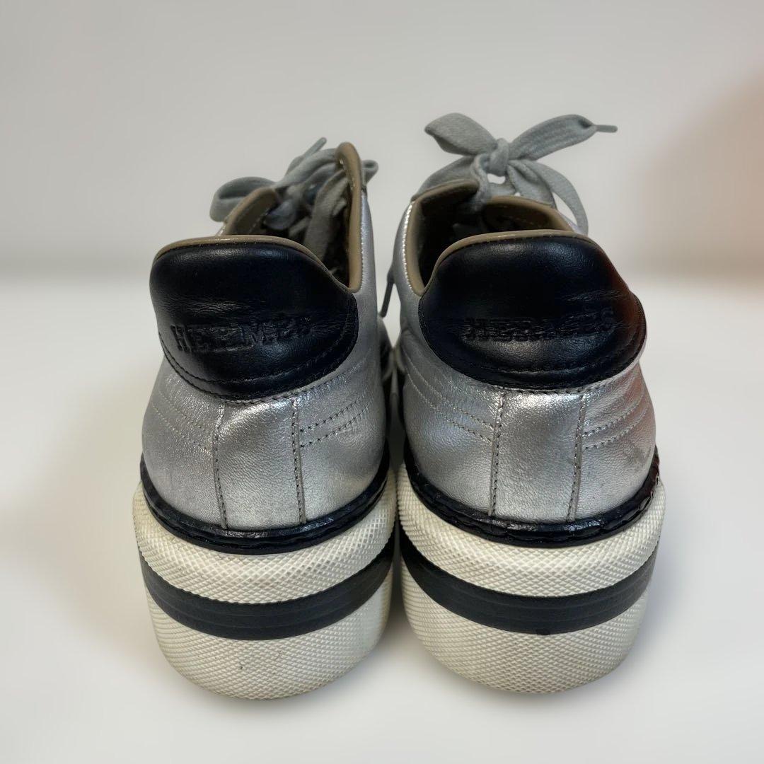 HERMES シルバー スニーカー 37