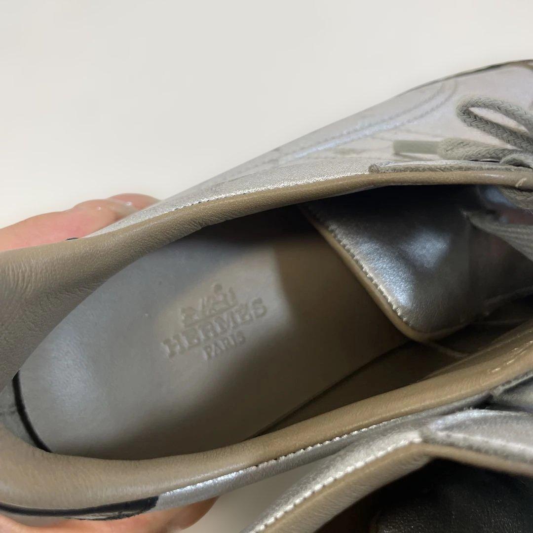 HERMES シルバー スニーカー 37