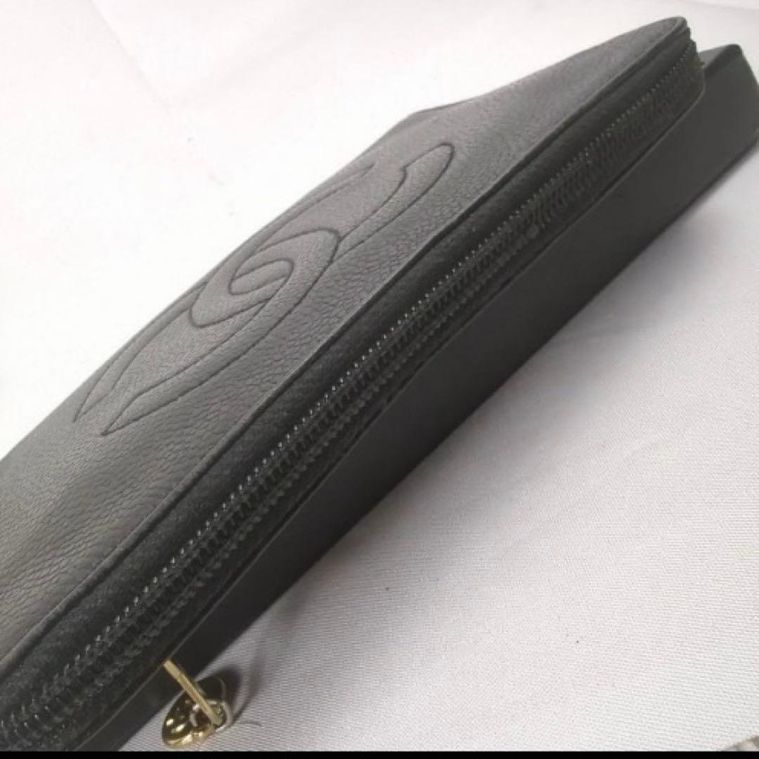 CHANEL キャビアスキン ココマーク レザー 長財布 ラウンド ジップ