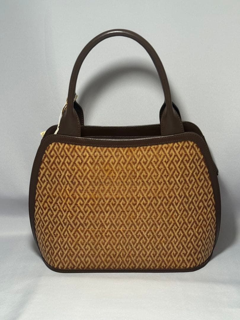 [新品] 千切屋　和装バッグ　手提げバッグ　茶色　洒落着　カジュアル　小紋　紬