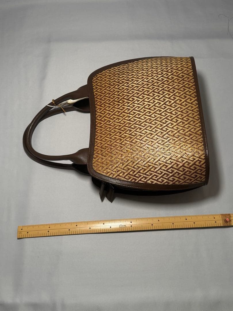 [新品] 千切屋　和装バッグ　手提げバッグ　茶色　洒落着　カジュアル　小紋　紬