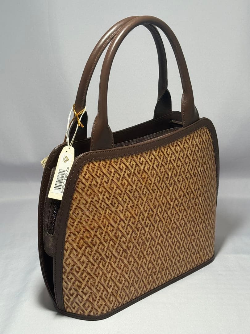 [新品] 千切屋　和装バッグ　手提げバッグ　茶色　洒落着　カジュアル　小紋　紬