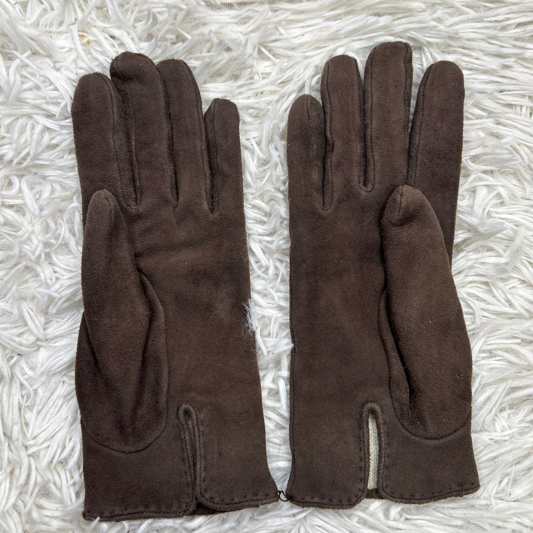 GUCCI 手袋　グローブ　ホースビット　スエード　ブラウン　レディース