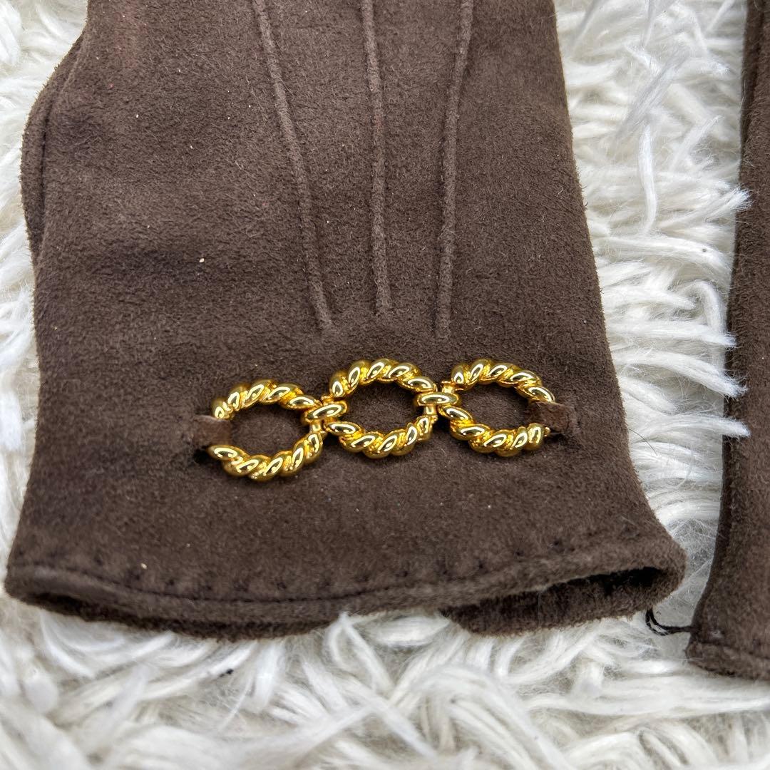 GUCCI 手袋　グローブ　ホースビット　スエード　ブラウン　レディース