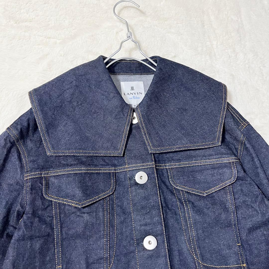極美品✨LANVIN en Bleu ビッグカラーデニムショートジャケット22年