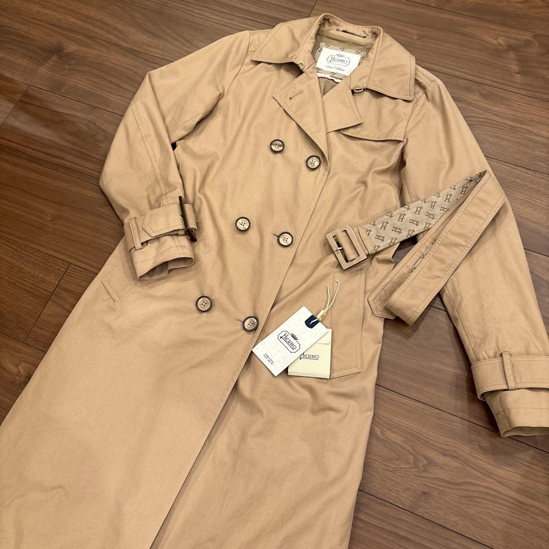 美品 Herno ベージュ トレンチコート タグあり