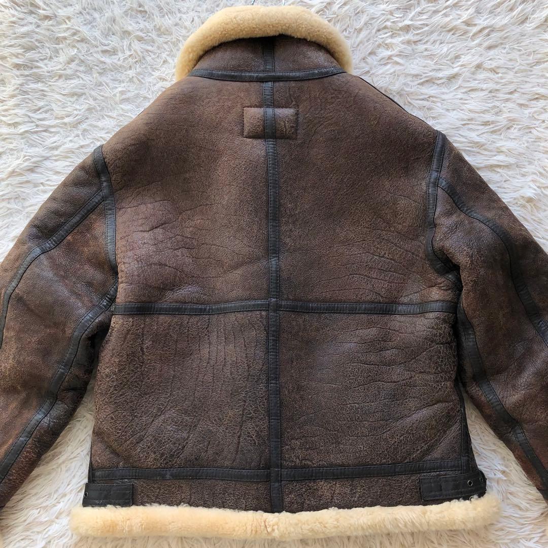【希少L リアルムートン】フライトジャケット　茶　B-3 ボア　ヴィンテージ