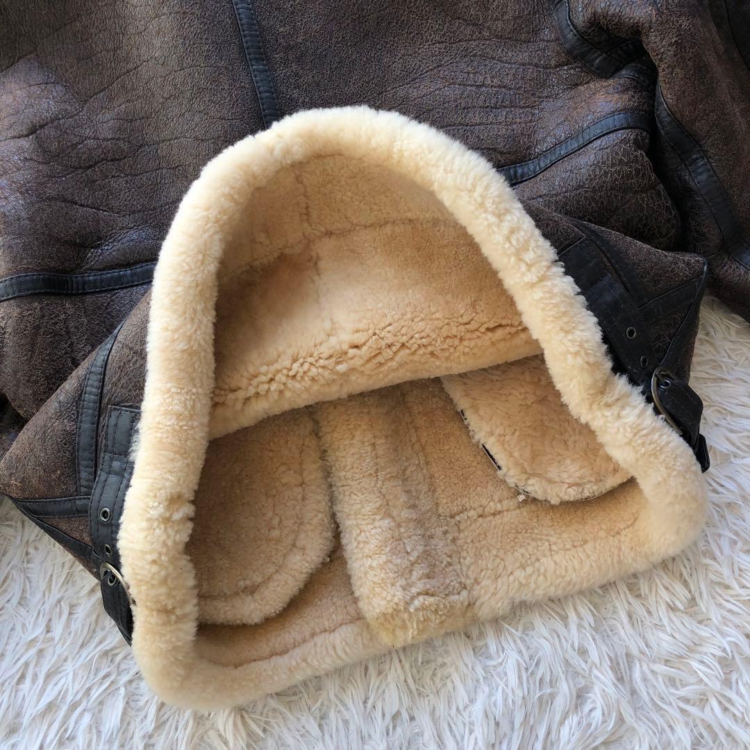 【希少L リアルムートン】フライトジャケット　茶　B-3 ボア　ヴィンテージ